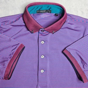 Camisa Polo Greyson Para Hombre Pequeña Azul/Rosa Rayas Ligera Golf Lobo Logo - Imagen 1 de 10