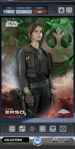 Star Wars Card Trader Topps Chrome Sapphire 2025 Jyn Erso Epic - Picture 1 of 2