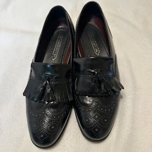 Herren Halbschuhe Elegant Schuhe 9 Schwarz Leder Quaste Budapester Brogue Florsheim - Bild 1 von 9