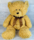 Goffa Plush Teddy Bear - 22”  - Stuffed Animal - Curly Fur - Dark Red Ribbon