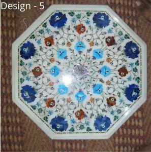 18" white marble table top coffee center side inlay lapis malachite room console - Picture 1 of 3