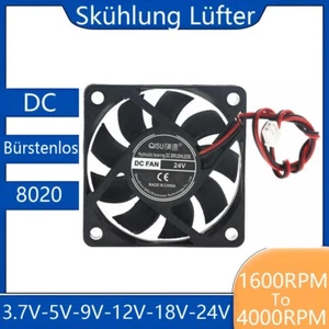 Lüfter 3.7V-24V DC 8020 2-Pin Flüsterleise Hochleistungskühlung für CPU/Gehäuse - Bild 1 von 5
