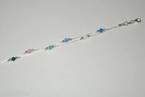 Multi-Color 4mm Opal & Laser Cut Beads Sterling Silver 925 Two Stands NECKLACE - Picture 1 of 2