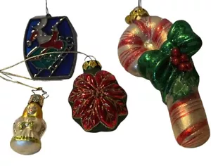Vintage Alte Welt Weihnachten handgeblasen Glasornamente Weihnachtsstern Engel Süßigkeitenstock - Bild 1 von 8