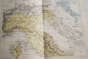 CARTE ANCIENNE COULEURS ITALIA ITALIE 1865 ATLAS BOUILLET R637 - Picture 1 of 1