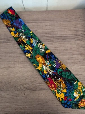 Gravata Disney Store Mickey Mouse Pateta Pato Donald Safari 100% Seda - Imagem 1 de 3