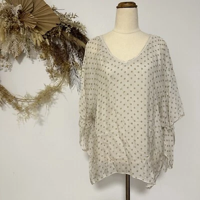 Made In Italy Silk Polka Dot Pattern Top Imagine One Size 6-12 Designer Boho - image 1 of 4
