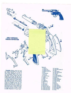 COLT POLICE REVOLVER, 45 AUTO PISTOL EXPLODED VIEW PARTS LIST DISASSEMBLY  AD - Picture 1 of 2