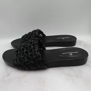Bandolino Sandals Womens 9 M Black Slides Slip On Open Toe Flats Mesh Casual - Picture 1 of 17