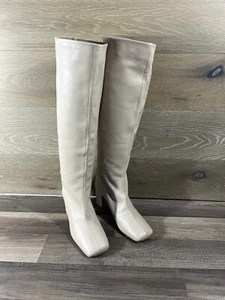 & and other stories Stivali al ginocchio in pelle beige taglia EU 39 US 8,5 - Foto 1 di 9