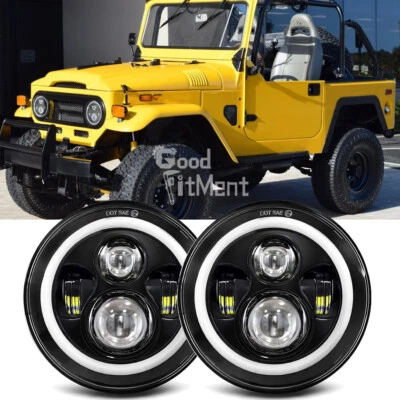 Für Toyota Land Cruiser 69-85 7'' LED Scheinwerfer Blinker Fernlicht Angel Eyes - Bild 1 von 4