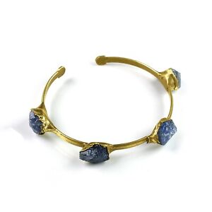 Natural Raw Blue Tanzanite Adjustable Cuff Bracelet Bangle Women Fashion Jewelry