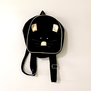 Black Velvet Backpack Mouse Face Animal Cute Gold Piping Bag Small