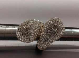 Akkad White Crystal Black Enamel Banded Statement Ring Size 8 - Picture 1 of 10