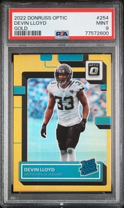 2022 Donruss Optic Devin Lloyd GOLD /10 PSA 9 Rated Rookie RC #254 POP 1 Jaguars