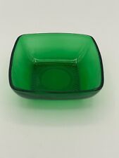 Vintage Anchor Hocking  Dark Forest Green Glass Candy Nut Bowl Dish Square