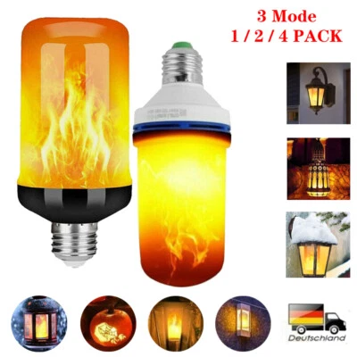 E27 LED Flammenlampe Feuer Fackel Flammen Effekt Licht  4 Modi Flacker Licht NEU - Bild 1 von 4