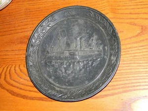 Maine Steamship Metal display plate ship sunk in Cuba Spanish American War - Picture 1 of 3