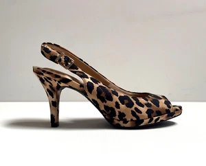 NWOB Abella True Comfort High Heels Leopard Print Open Toe Pump Shoe Size 7.5 - Picture 1 of 16
