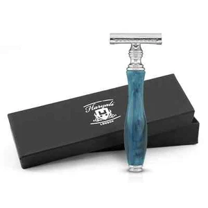 Vintage Double Edge Safety Razor for Men and Women, Ergonomic, Resin Grip, Blue - Picture 1 of 9