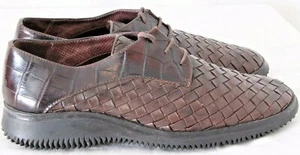Sesto Meucci Croc Italy Brown Woven Leather Comfort Oxfords shoes Women's 6.5 - Picture 1 of 6