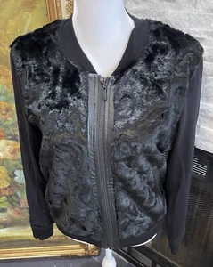 TART Faux Fur Zip Up Sweater Jacket Black Size Small - Picture 1 of 13
