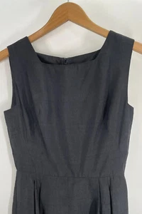 VTG 60s Little Black Dress Pencil Wiggle Square Side Arm Hole Pockets 38" Chest - Picture 1 of 13