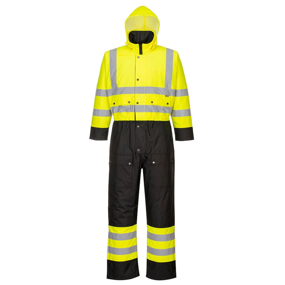 Portwest S485 Hi Vis Reflective Waterproof Hooded Contrast Safety Coverall - Image 1 of 2