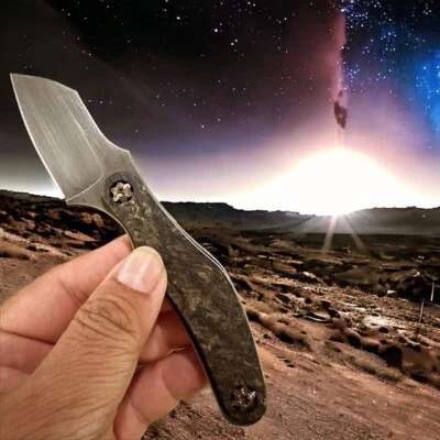 Cuchillo Mccoy Bladeworks Stinger Gold Fat Carbon fijo 2,5” #3 S35VN lavado ácido Foto 1 de 4