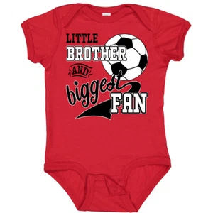 Inktastic Little Brother And Biggest Fan- Soccer Player Baby Bodysuit Sports Kid - Picture 1 of 21