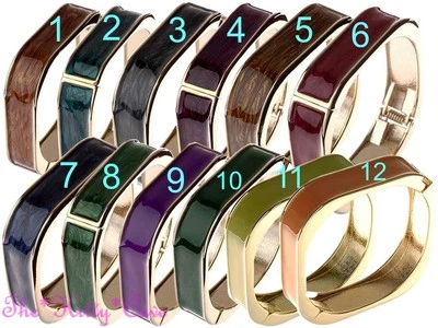 Brazalete Apilable Punk Rock Cuadrado Inusual Oro 14K Plt -12 Colores Foto 1 de 3