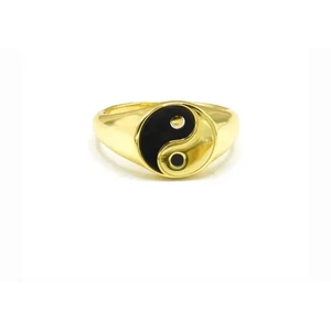 Anillo Yin Yang Dorado y Negro Talla 8 Símbolo de Equilibrio Joyería - Imagen 1 de 4