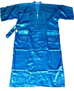 Robe New Vintage Esme Turquoise 100% Silk Dragon Embroidered Kimono XL - Picture 1 of 10