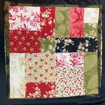 Patchwork Quilted Pillow Sham 19x19" Sham only Hand Made Floral patterns - Image 1 of 3