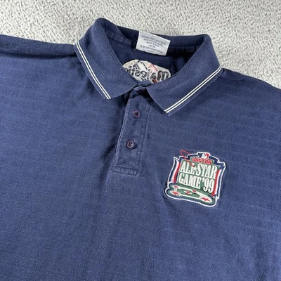 VINTAGE Boston Red Sox All Star Game 1999 Polo Shirt Mens XL Blue Ribbed Texture - Image 1 of 4