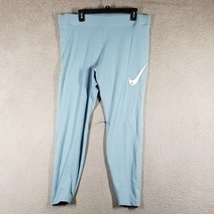 Nike Leggings Womens 1X Blue DN5039-494 High Rise Stretch Swoosh Athletic Gym - Picture 1 of 11