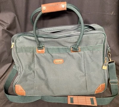 Bolso bandolera de viaje Jaguar Messenger para computadora portátil de lona verde imitación cuero trabajo Foto 1 de 4