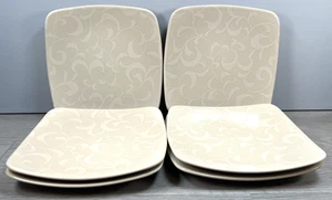 Mikasa Cashmere Iron Stone 8.5" Salad Plates CW405 High Fired Square Set Of 6 - Picture 1 of 6