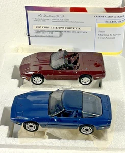 The Danbury Mint 50 Years of Corvettes 1985 & 1993 Red & Blue 1/43 Papers USA - Picture 1 of 6