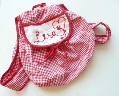 Kinder Rucksack mit gesticktem Namen: Lisa - rot/Weiß - Wander - Krippe - Kita - Bild 1 von 3