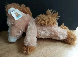 Goffa Intl. Floppy hellbraun & weiß & gold Shaggy Floppy weiches Pferd Plüsch 14 Zoll Neu mit Etikett - Bild 1 von 9