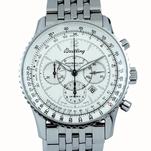 BREITLING WATCH NAVITIMER A41330 CHRONOGRAPH AUTOMATIC DATE SILVER DIAL MEN'S - Picture 1 of 10