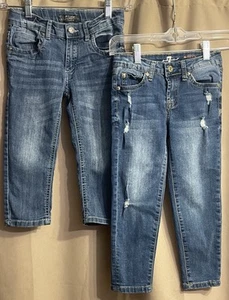 Girls Sz 8 Silver Ali & 7 For All Mankind The skinny crop and roll Jean - Picture 1 of 12