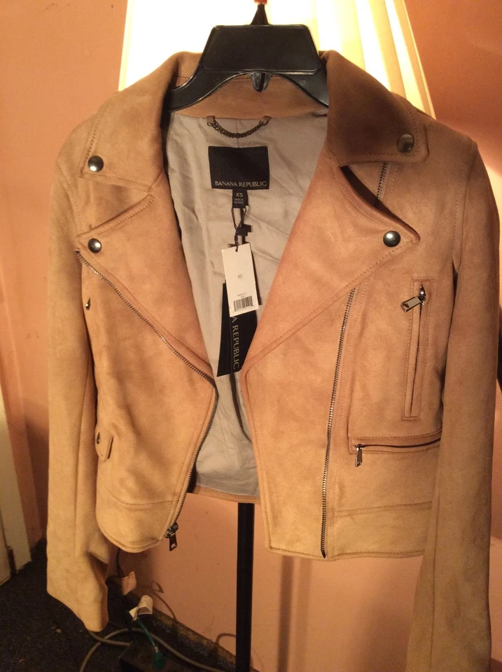 Chaqueta Banana Republic XS Cuero Genuino Gamuza Tostado Corto Mujer Abrigo Nuevo Foto 1 de 1