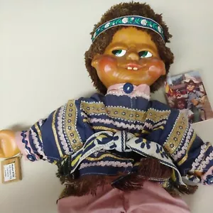 Bambola Naber Kids 18" 1988 vintage #198 firmata WALTER nativi indiani legno intagliato ragazzo - Foto 1 di 5