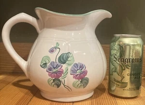 Herend Village Pottery Violets 48 Oz Pitcher Vase Handpainted Hungary AS IS READ - Picture 1 of 16