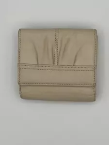 Vintage Coach Geldbörse Elfenbein Plissee Leder Portemonnaie Dreifachfaltung 4,5 x 4,5 Zoll - Bild 1 von 7