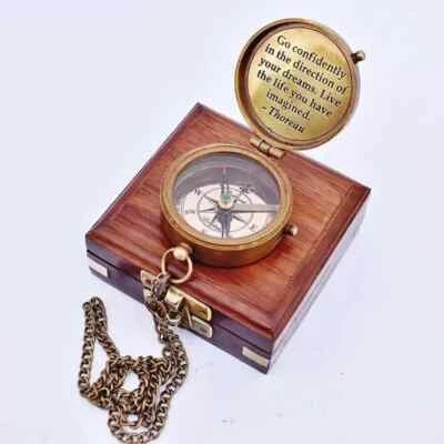 Brass Compass Nautical Antique Vintage Pocket Gift Vintage Maritime Marine - Image 1 of 4