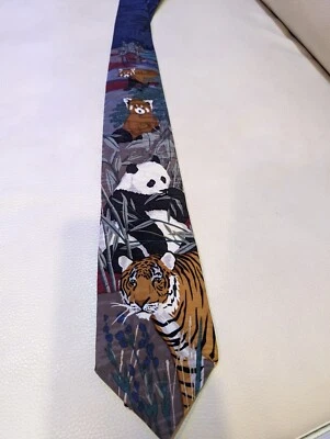 Gravata masculina vida selvagem 100% seda Manhattan - Imagem 1 de 4