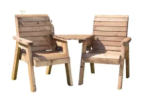 Love Seat 2 Seater Person Wooden Garden Bench Chair Patio Set Companion + Table - Picture 1 of 13